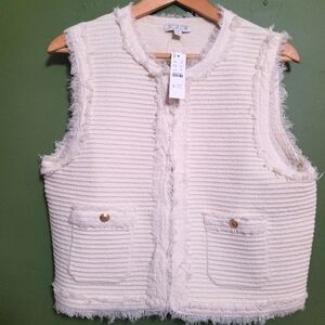 J.Crew Fringe Textured Knit Vest - Size M